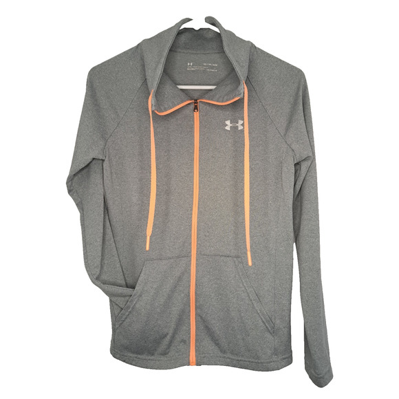 Under Armour Womens Jacket Size XS Gray Orange Sporty Running Workout - Picture 1 of 9